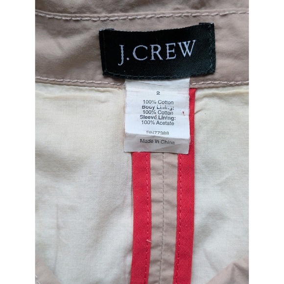 J.Crew Womens Tan Cotton Field Jacket Drawstring Funnel Neck Size 2Preppy Costal - Picture 2 of 8